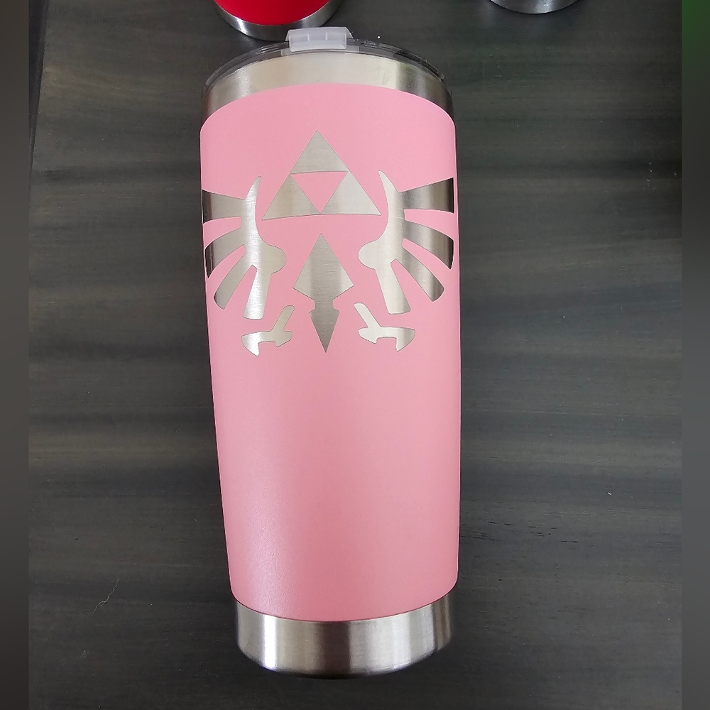 Zelda Triforce pink medium logo tumbler